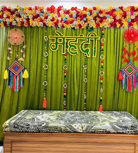 mehndi decoration setup