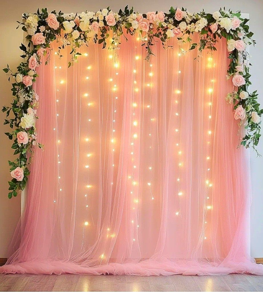 pink ring ceremony backdrop
